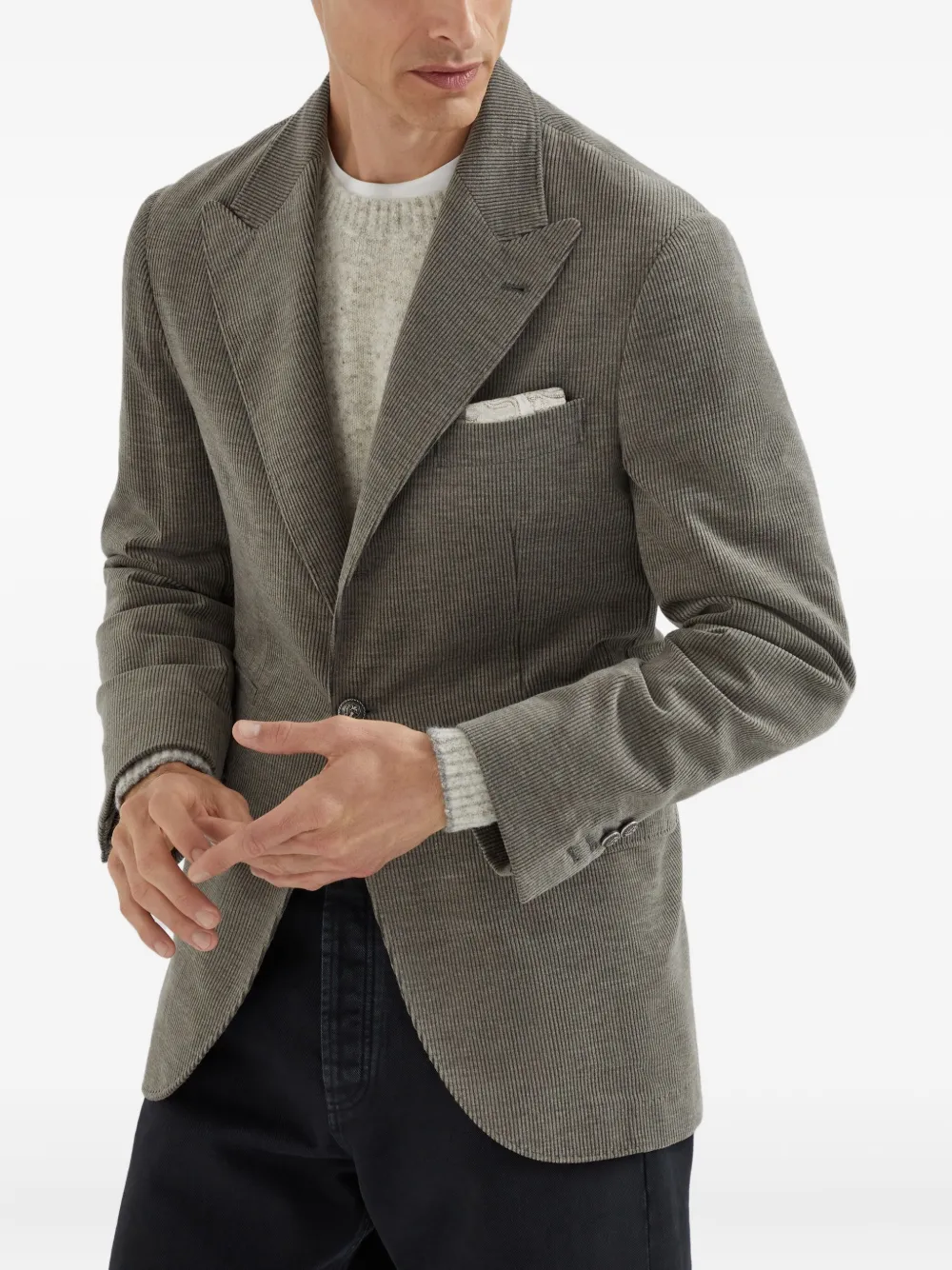 Brunello Cucinelli Gestreepte blazer Bruin