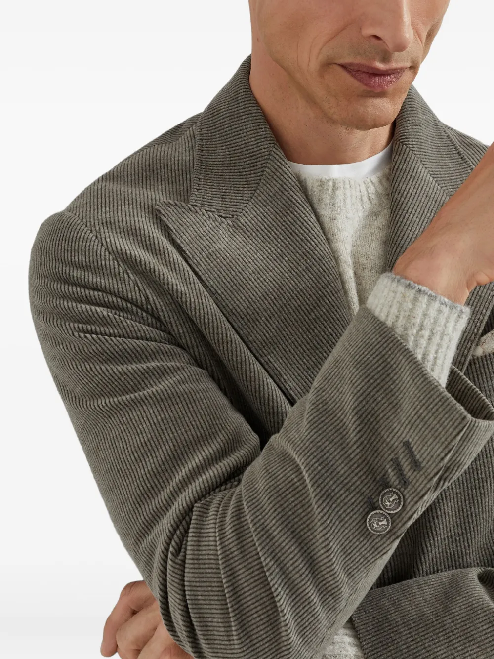 Brunello Cucinelli Gestreepte blazer Bruin