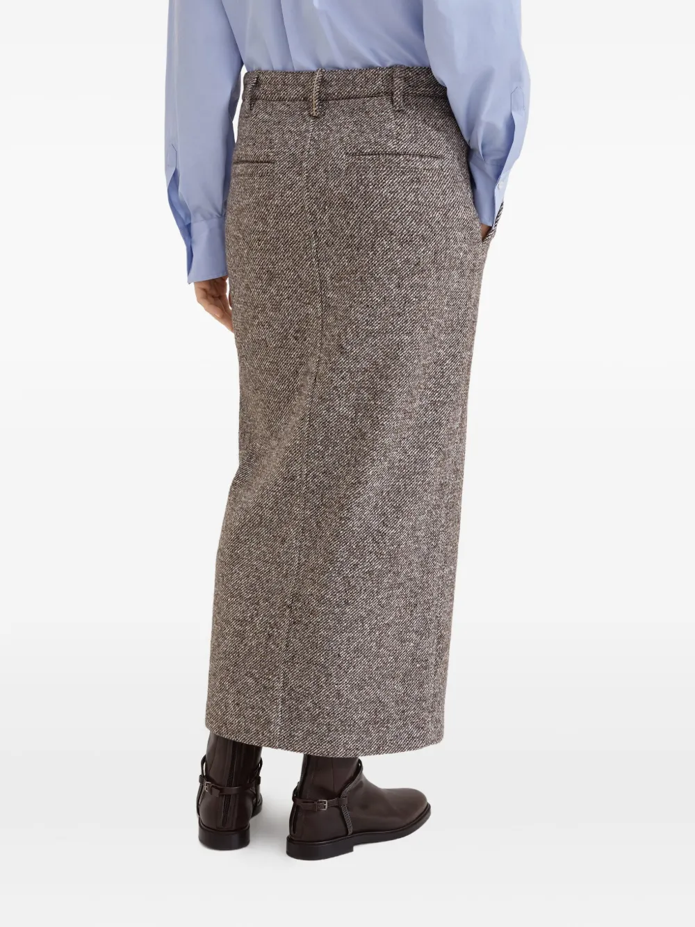 Brunello Cucinelli Maxi-kokerrok met split Bruin