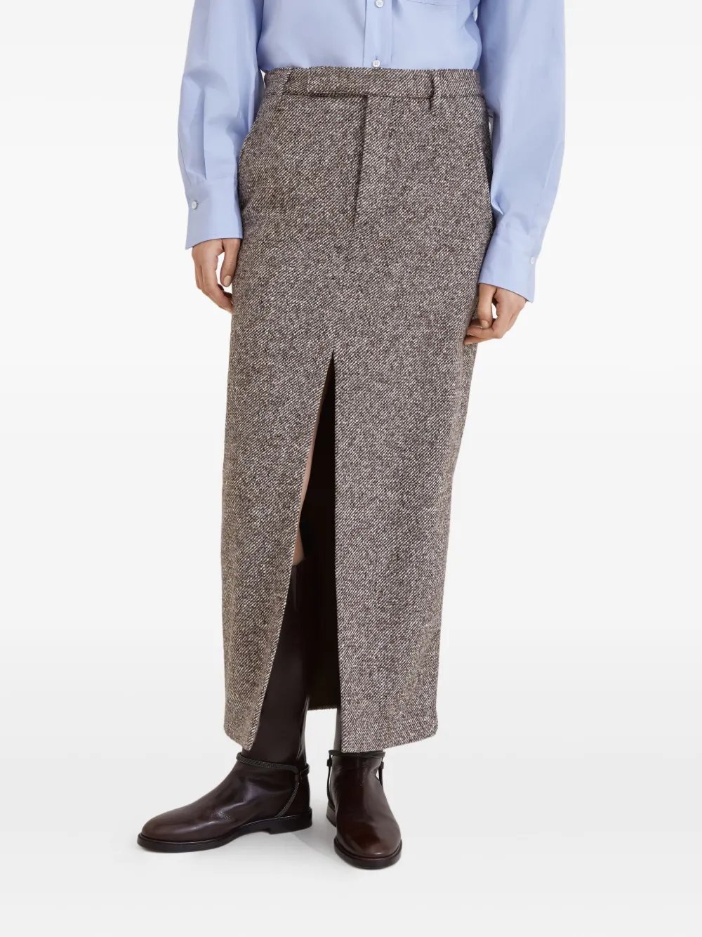 Brunello Cucinelli Maxi-kokerrok met split Bruin