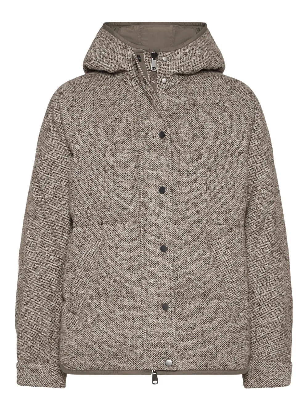 Brunello Cucinelli chevron flecked down jacket Bruin
