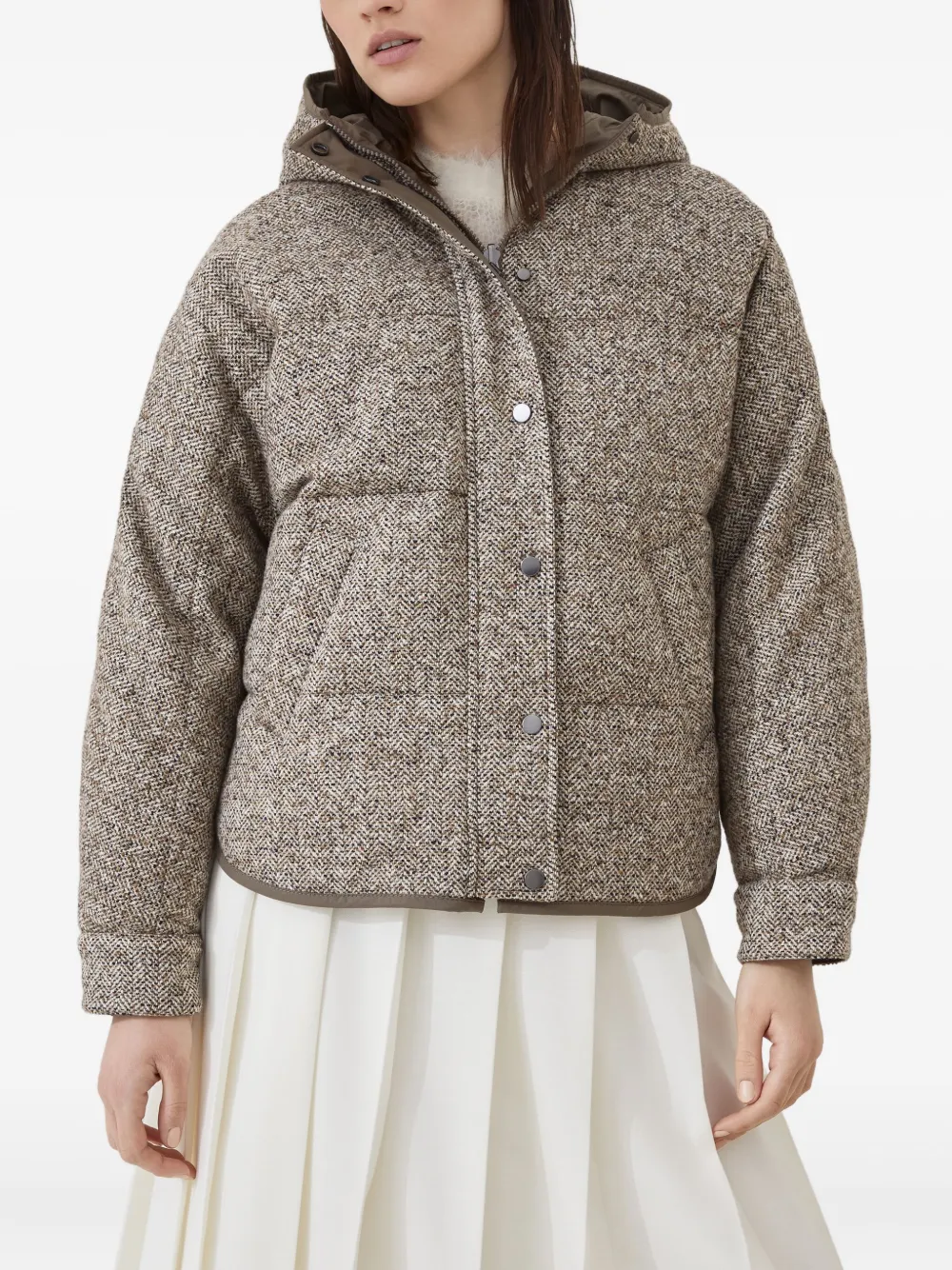Brunello Cucinelli chevron flecked down jacket Bruin