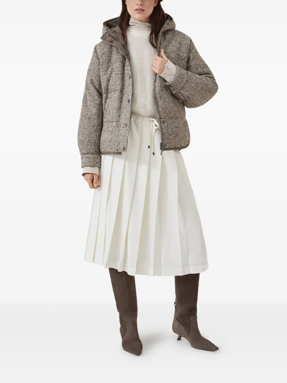 Brunello Cucinelli chevron flecked down jacket Bruin