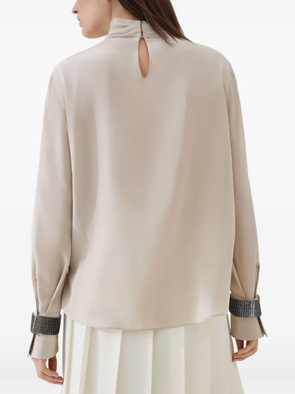 Brunello Cucinelli Crêpe de chine blouse Beige
