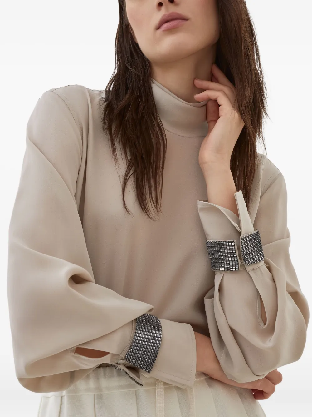 Brunello Cucinelli Crêpe de chine blouse Beige