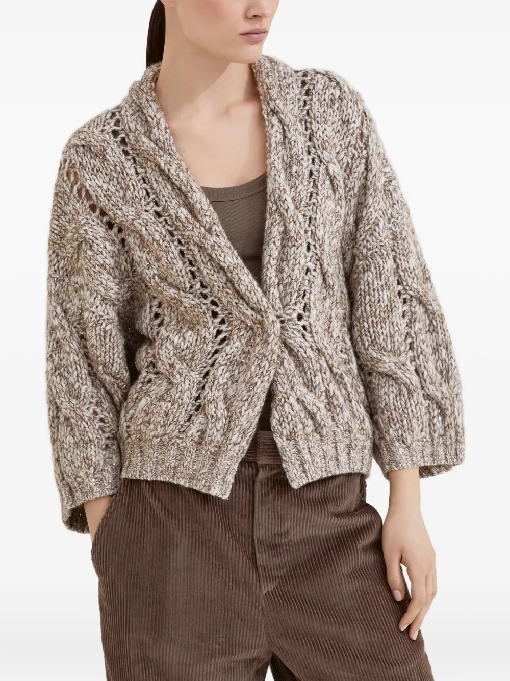 Brunello Cucinelli Grofgebreid vest Beige