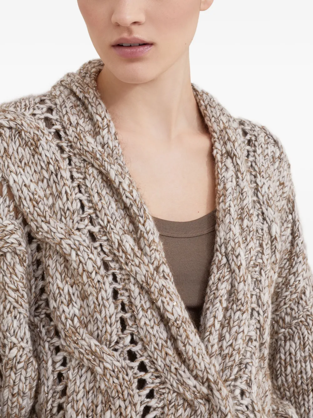 Brunello Cucinelli Grofgebreid vest Beige