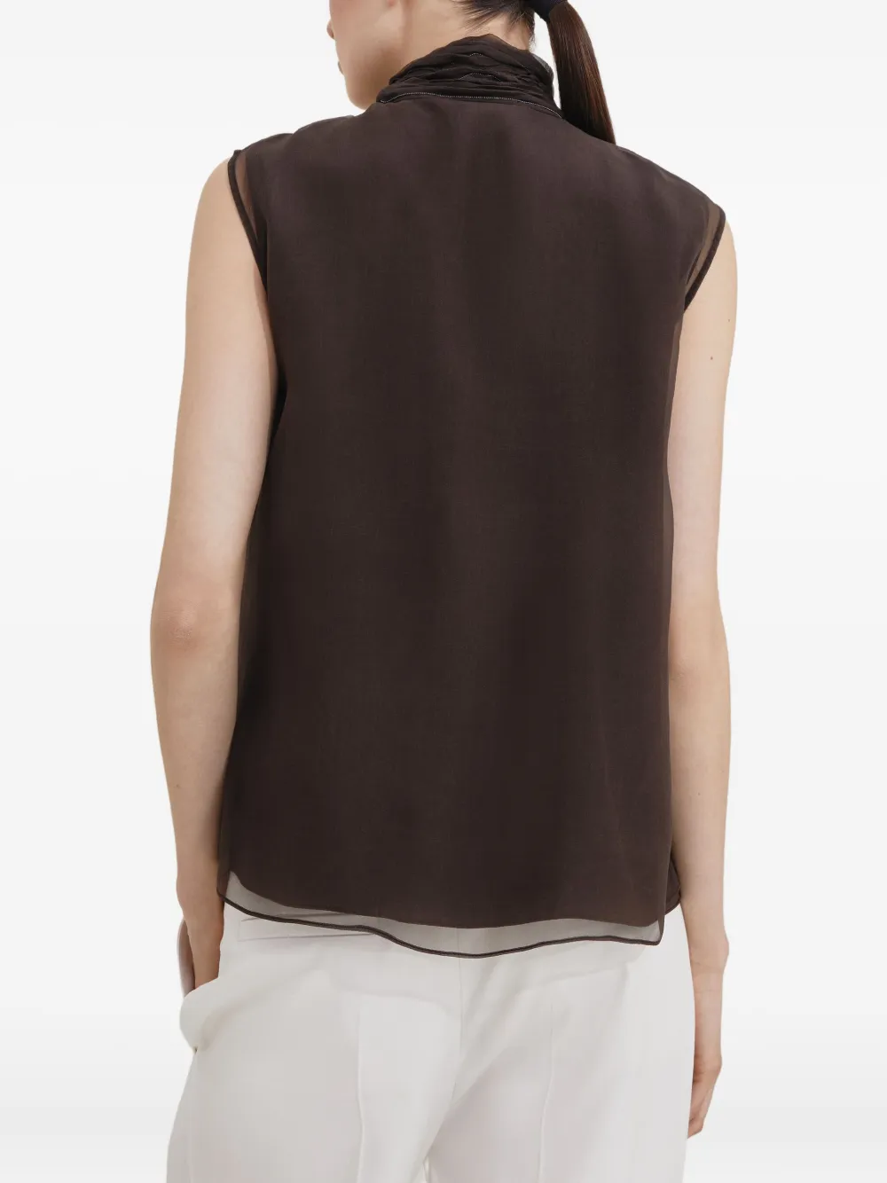 Brunello Cucinelli Blouse met strik Bruin