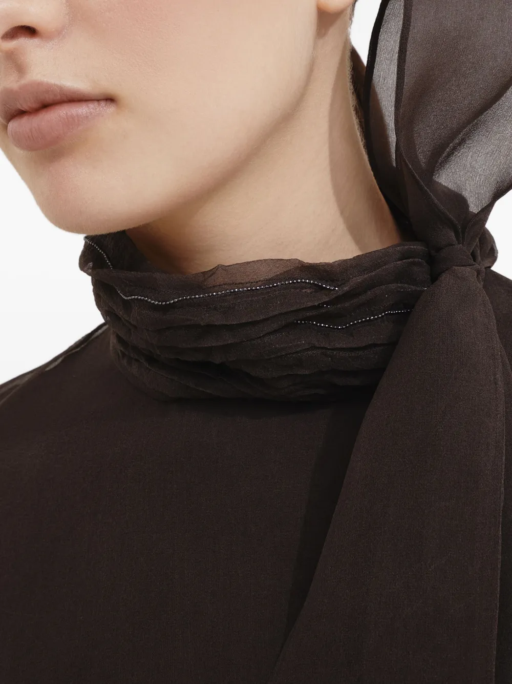 Brunello Cucinelli Blouse met strik Bruin