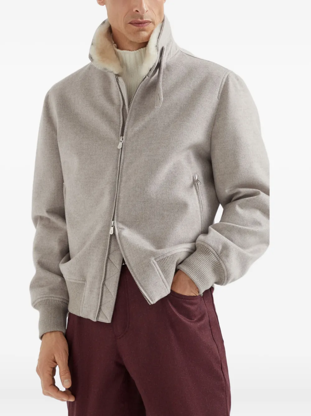 Brunello Cucinelli Kasjmier bomberjack Grijs