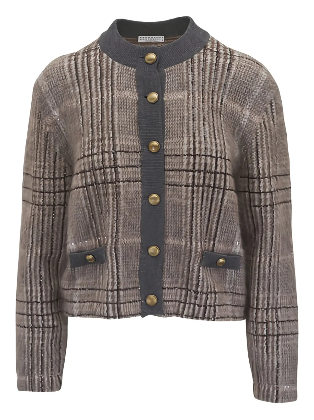 Brunello Cucinelli Cardigan con effetto jacquard - Grigio