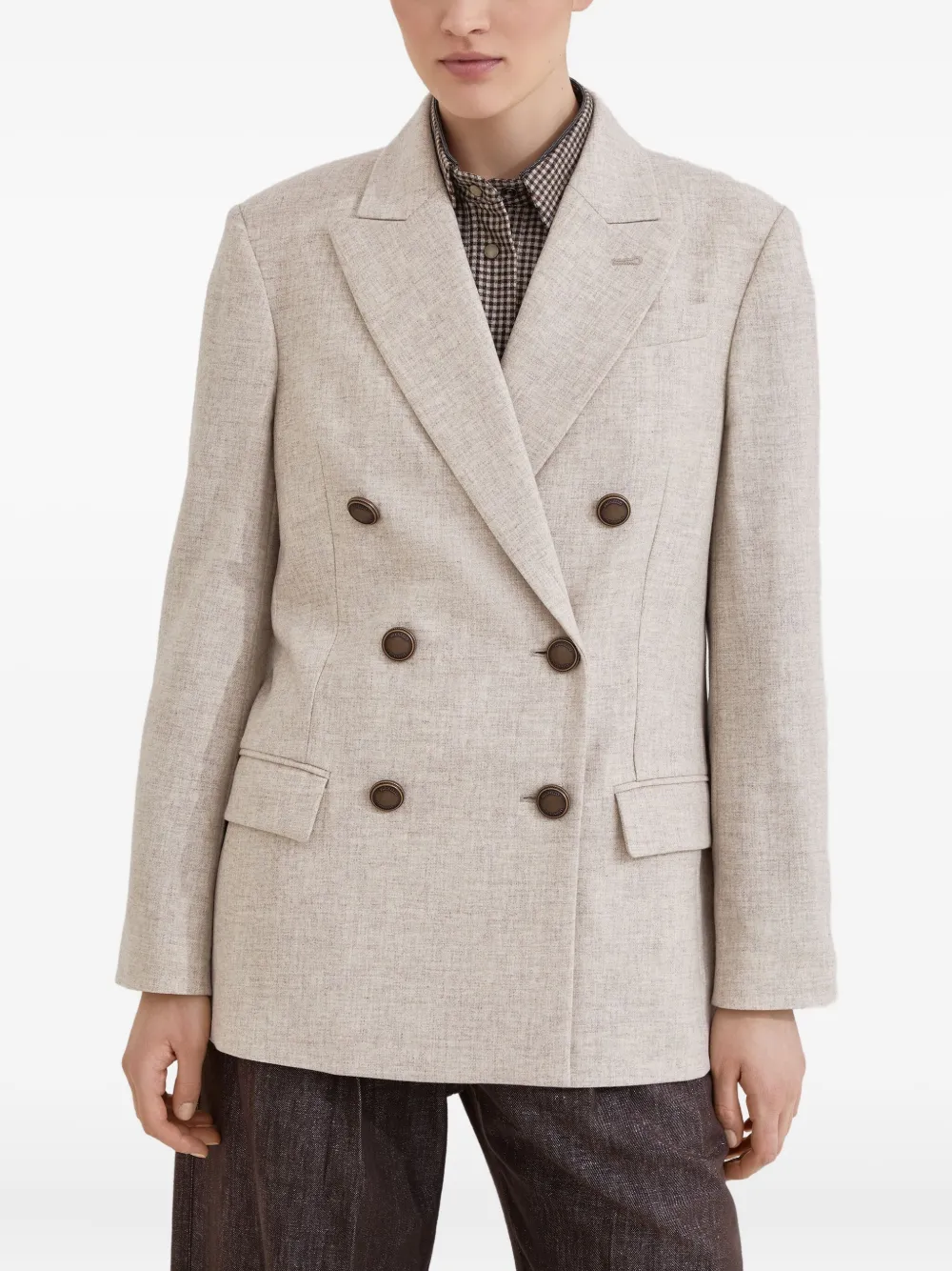 Brunello Cucinelli Twill flanellen blazer Beige