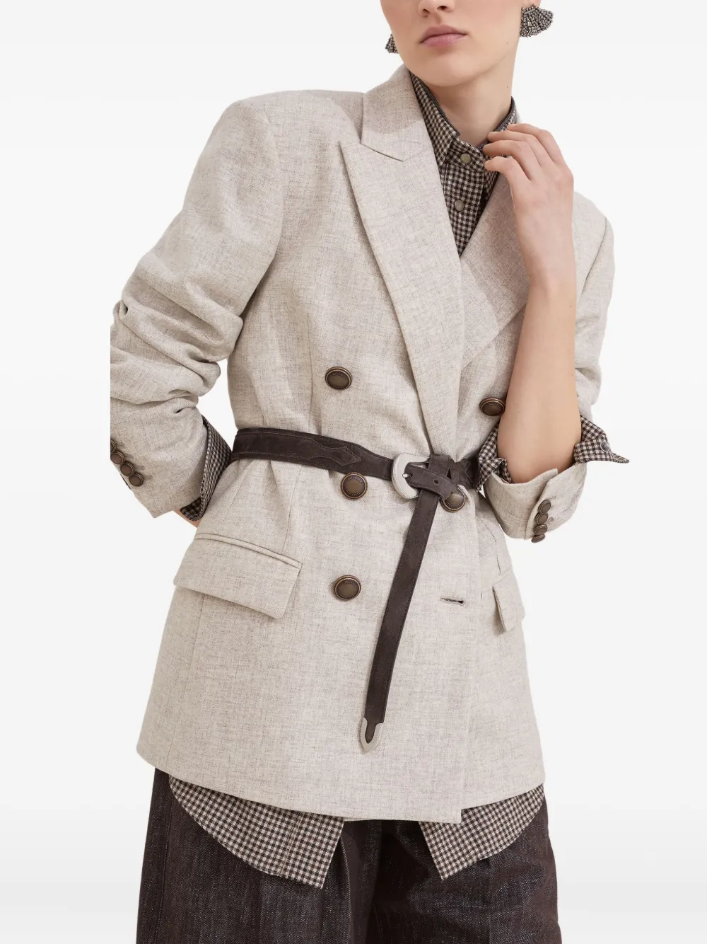 Brunello Cucinelli Twill flanellen blazer Beige