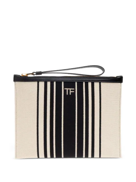 TOM FORD striped canvas clutch
