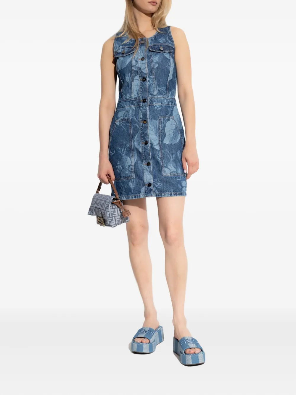 FENDI Jurk met bloemenprint Blauw