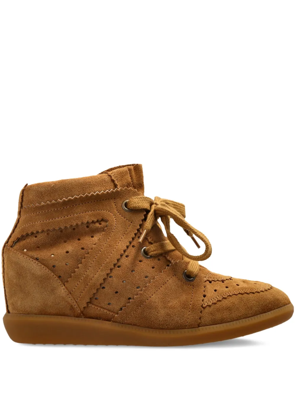 ISABEL MARANT perforated wedge ankle boots Brown