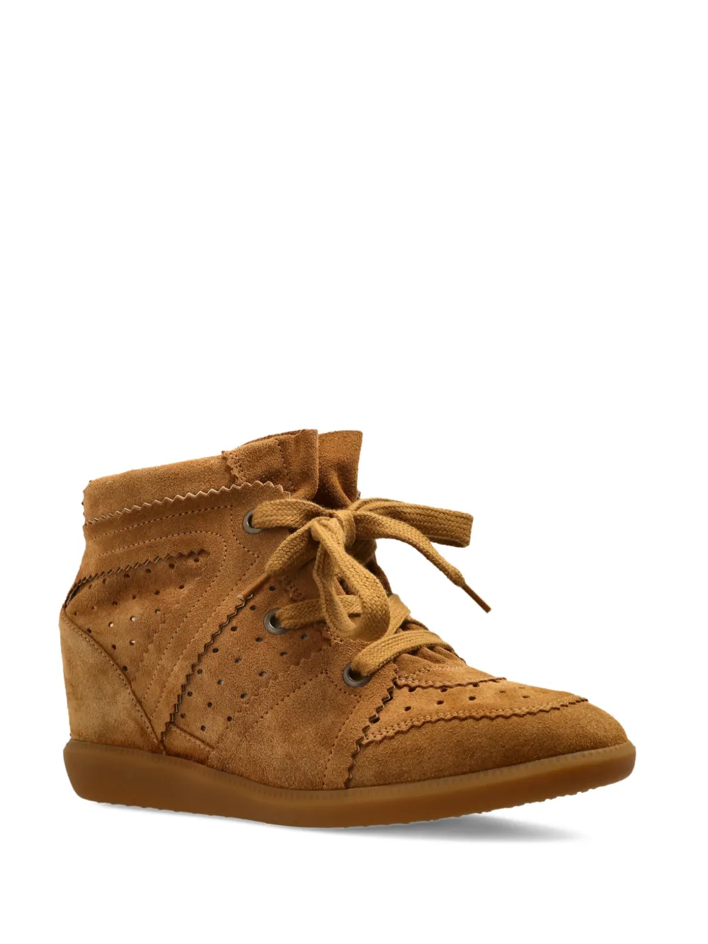 ISABEL MARANT perforated wedge ankle boots Brown