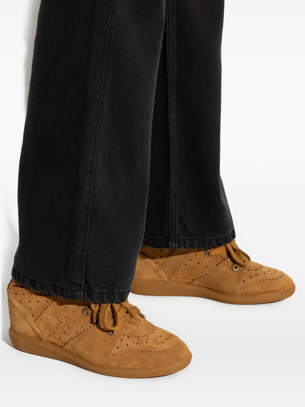 ISABEL MARANT perforated wedge ankle boots Brown