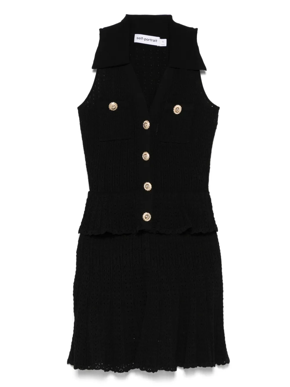SELF-PORTRAIT POINTELLE-KNIT DRESS