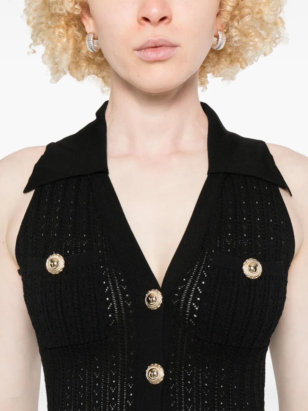 SELF-PORTRAIT POINTELLE-KNIT DRESS