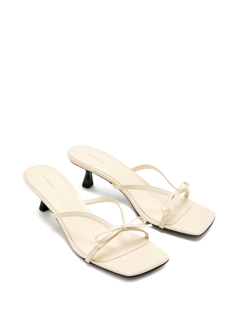 ANINE BING 55mm bow-detail square-toe sandals Neutrals