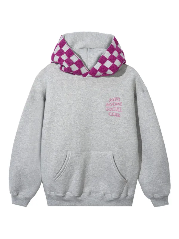Anti Social Social Club Checked Hoodie Grey FARFETCH