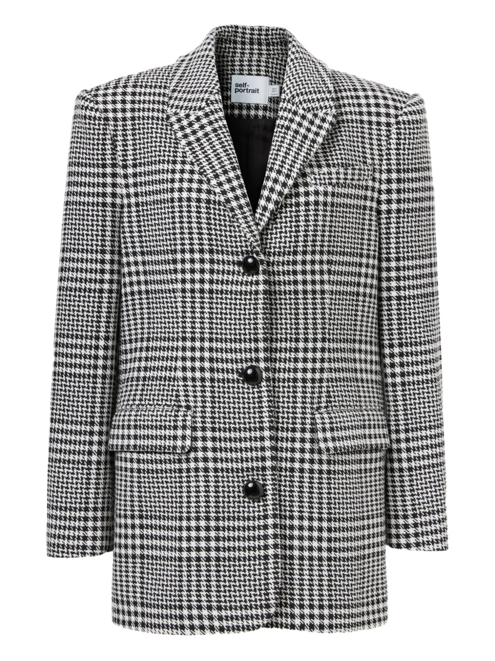 Self-Portrait houndstooth blazer Zwart