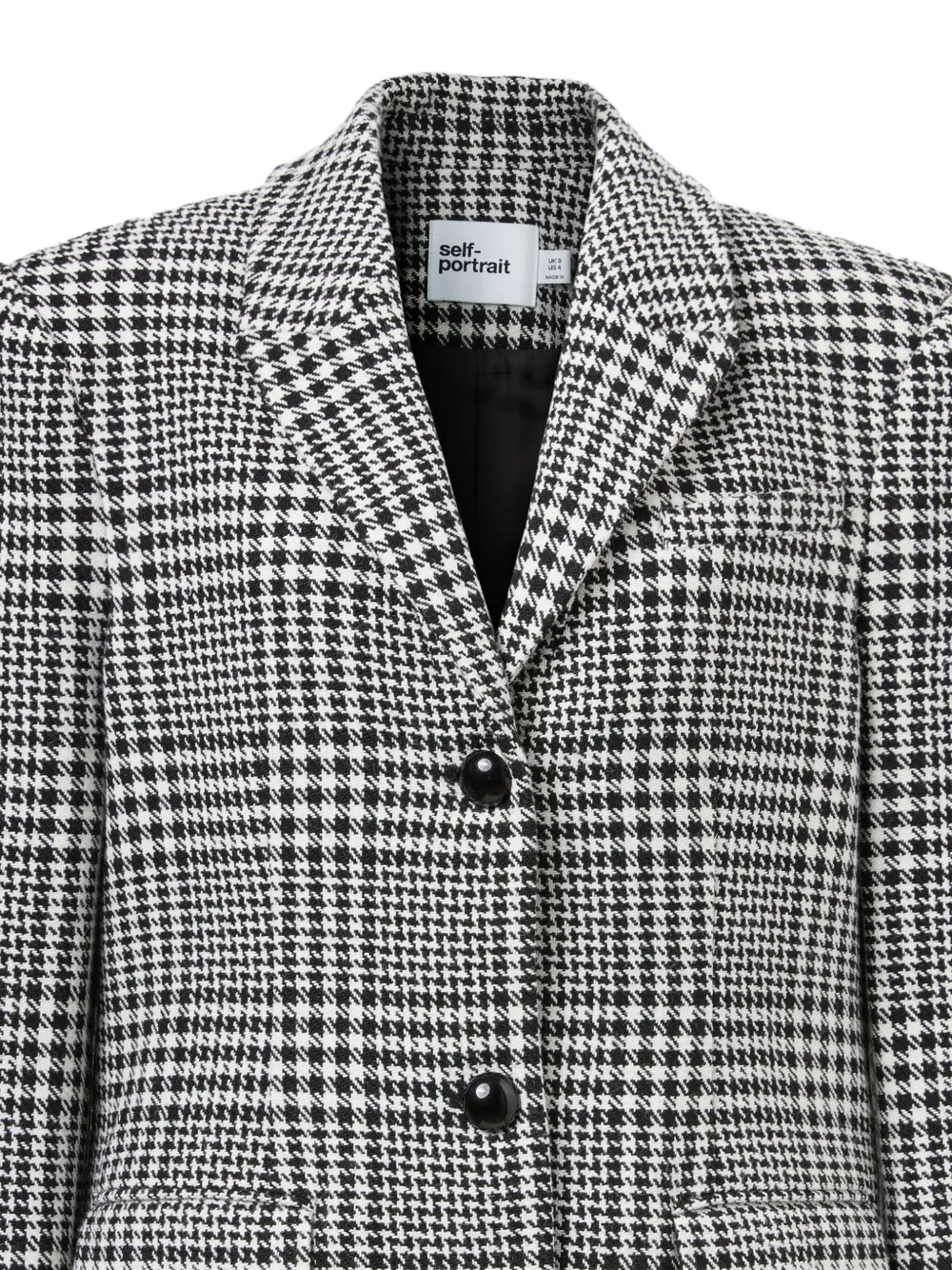 Self-Portrait houndstooth blazer Zwart