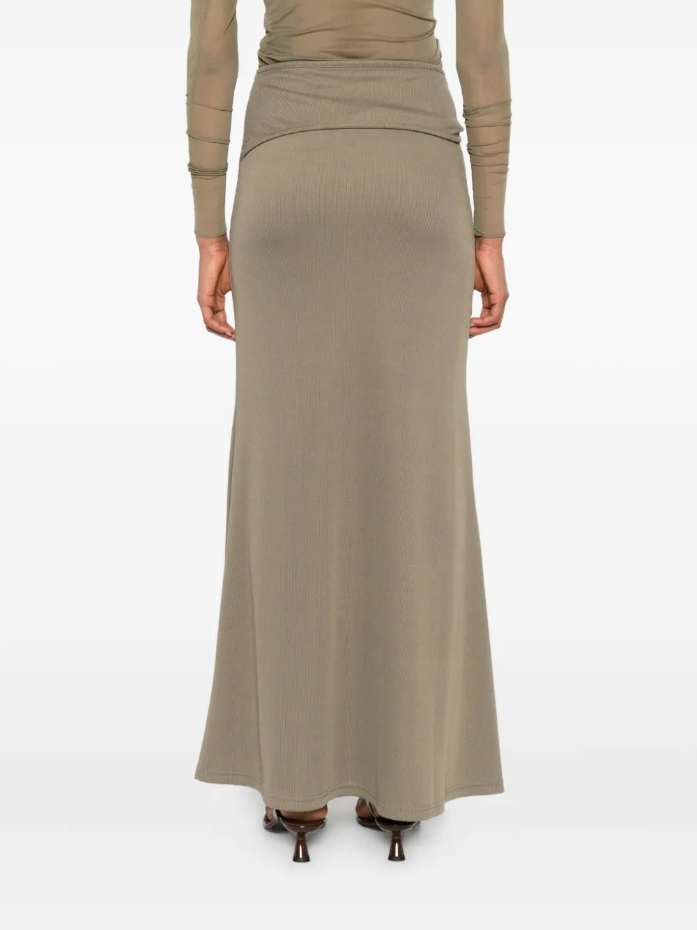 Christopher Esber gathered-detail ribbed maxi skirt Groen