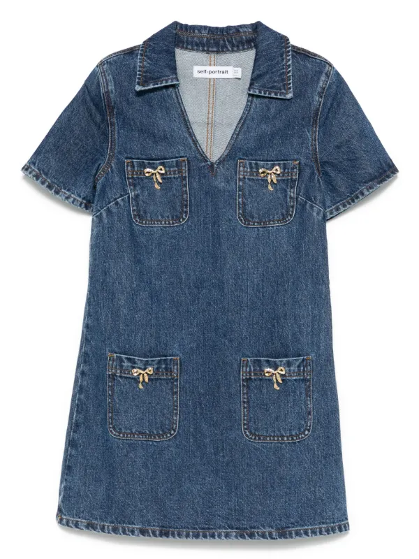 ワンピース SELF PORTRAIT Denim short dress BLUE self-portrait Denim Mini Dress in Blue | FWRD