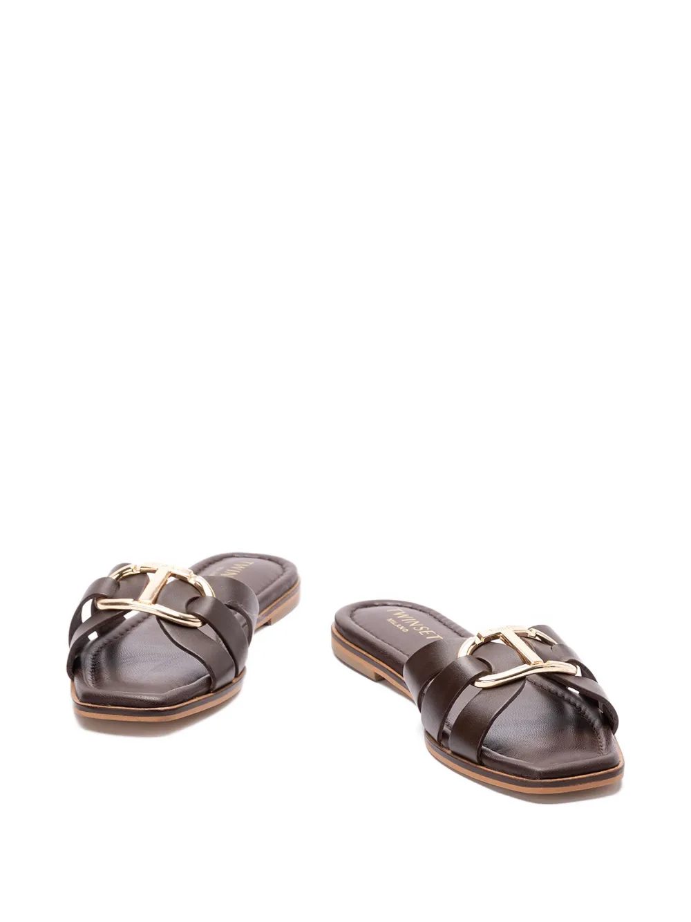 TWINSET cross-strap sandals Brown