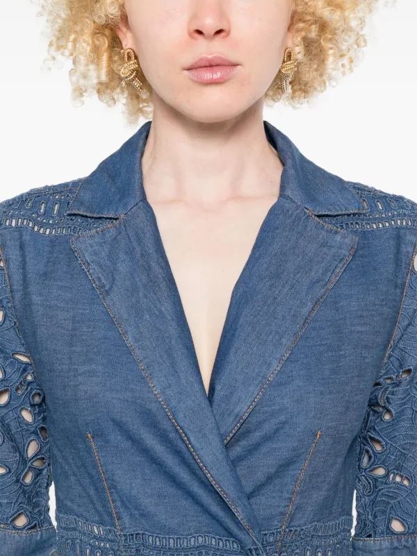 ERMANNO SCERVINO AW ドレス-ロング ブルー系 Ermanno Scervino レーストリム ドレス | ブルー | FARFETCH JP