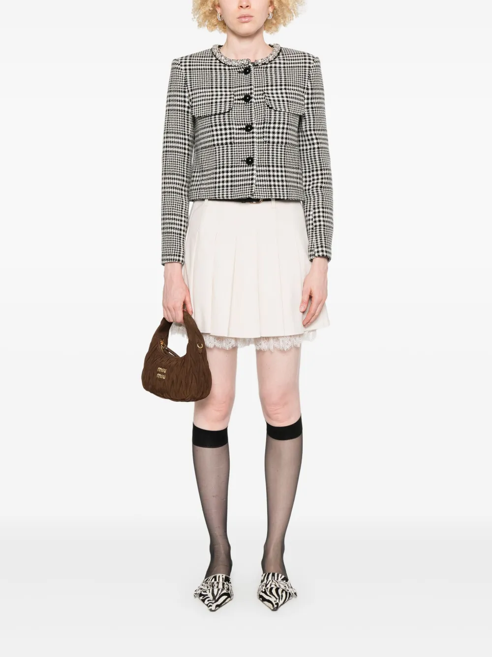 Shop Self-portrait Houndstooth Jacket
