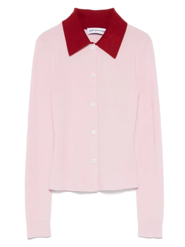 Self-Portrait Wool Cardigan in Pink