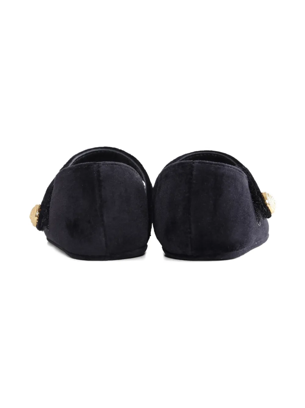 Balmain Kids velvet bow-detail ballet flats Black