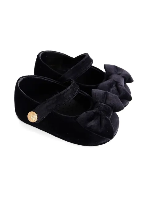 Balmain Kids velvet bow-detail ballet flats