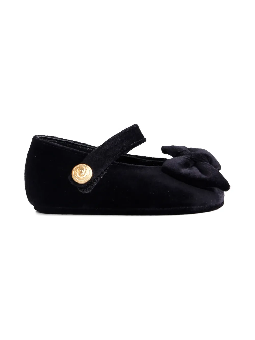 Balmain Kids velvet bow-detail ballet flats - Zwart