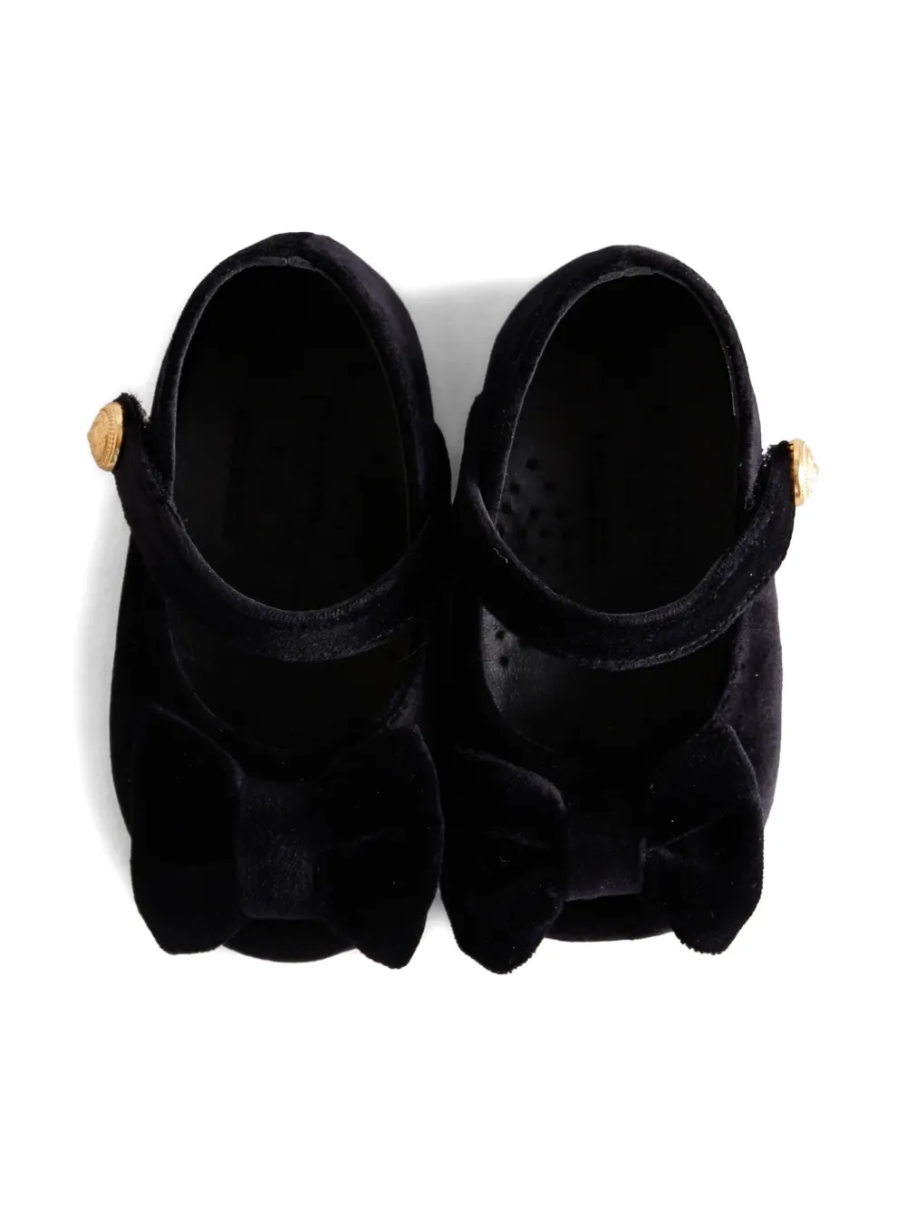 Balmain Kids velvet bow-detail ballet flats Black