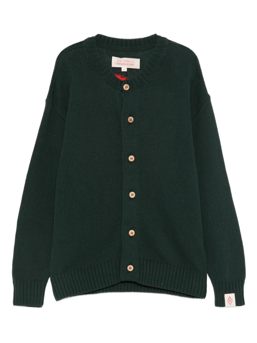 The Animals Observatory logo-appliqué embroidered cardigan | Green | Image 1