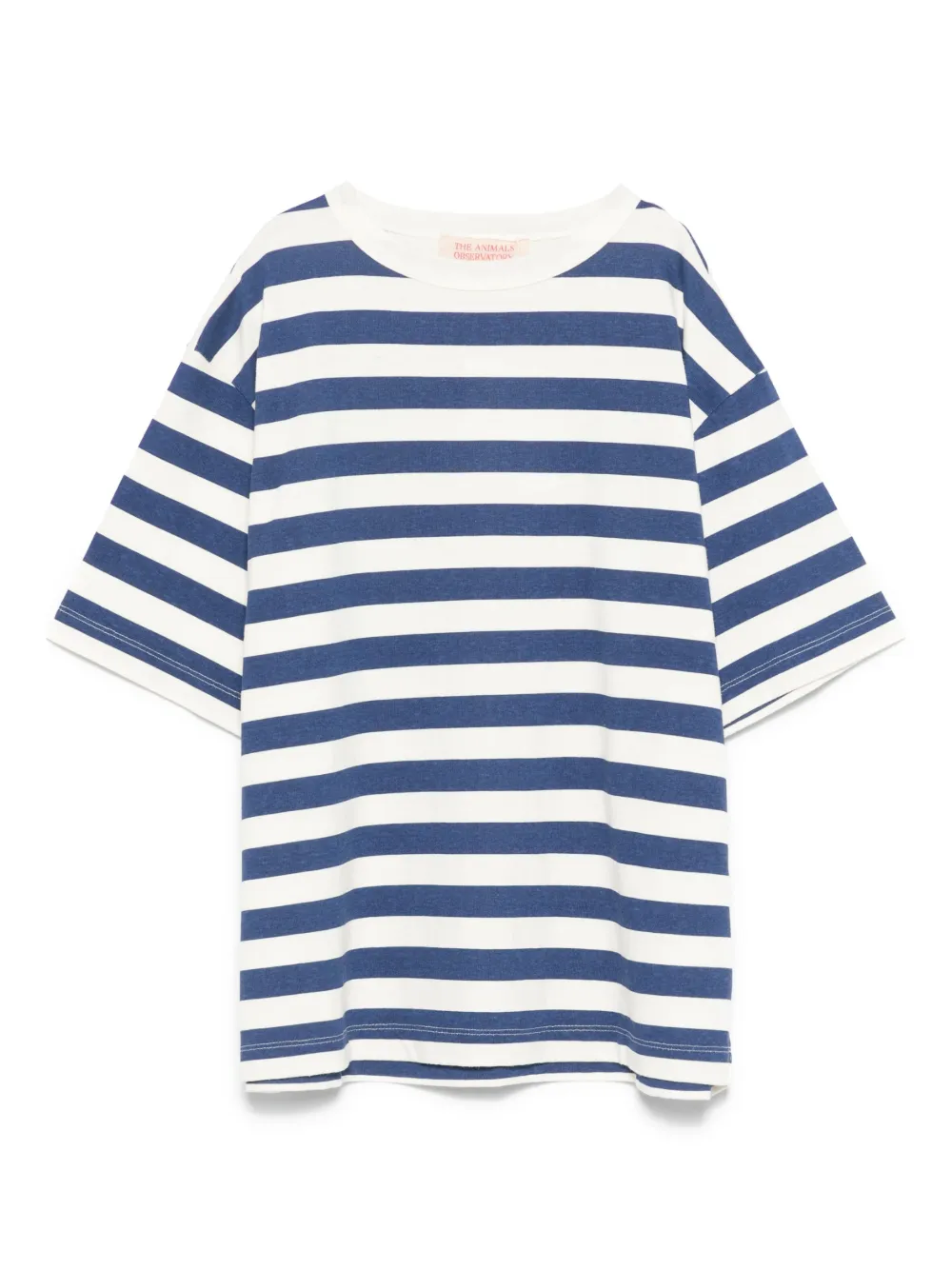 The Animals Observatory back logo-patch striped T-shirt | Blue | Image 1