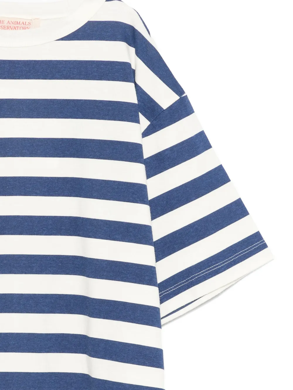 The Animals Observatory Gestreept T-shirt met logopatch Blauw