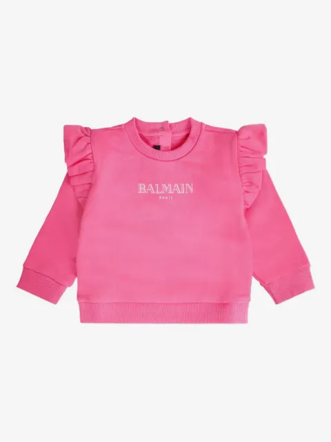 Balmain Kids playera de manga con volantes