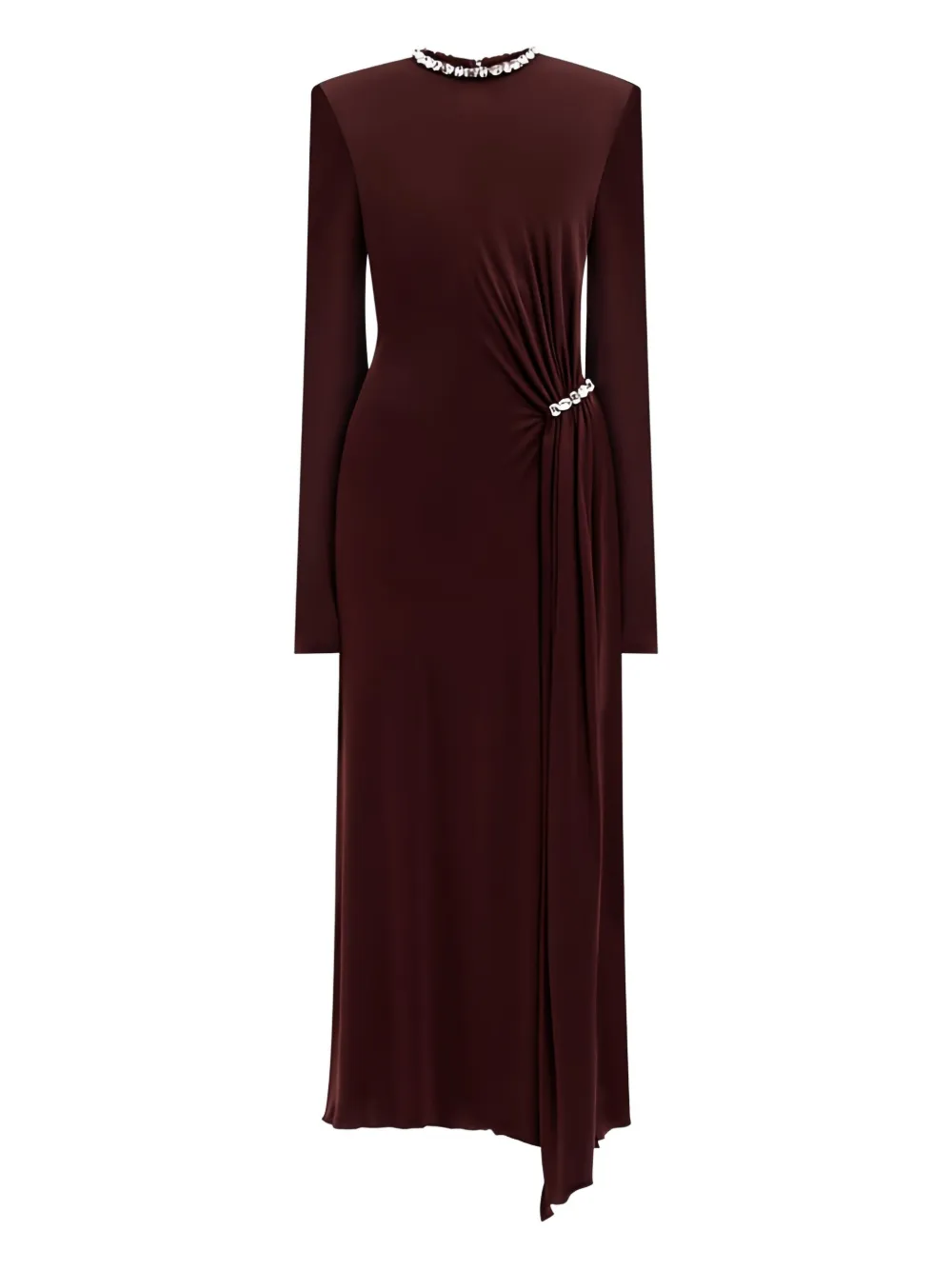 David Koma Embellished Side-split Midi Dress In Burgundy