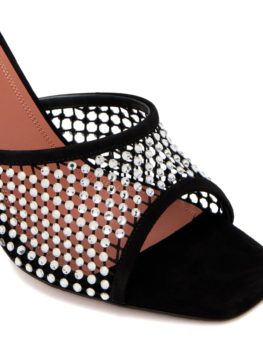 Amina Muaddi crystal-embellished mule heels Black