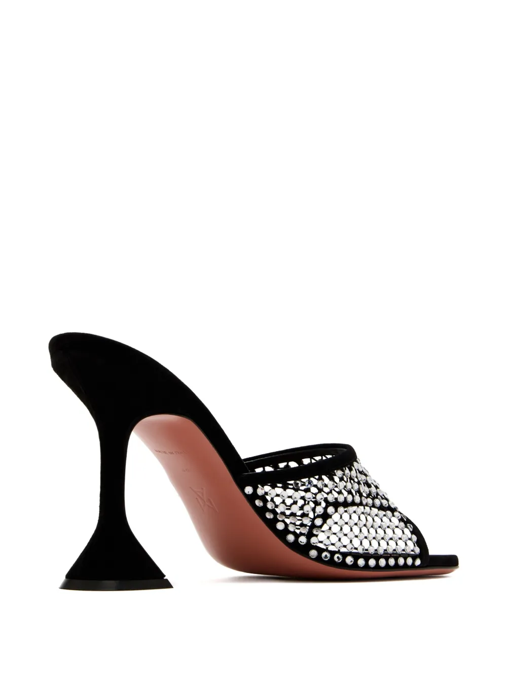 Amina Muaddi crystal-embellished mule heels Black