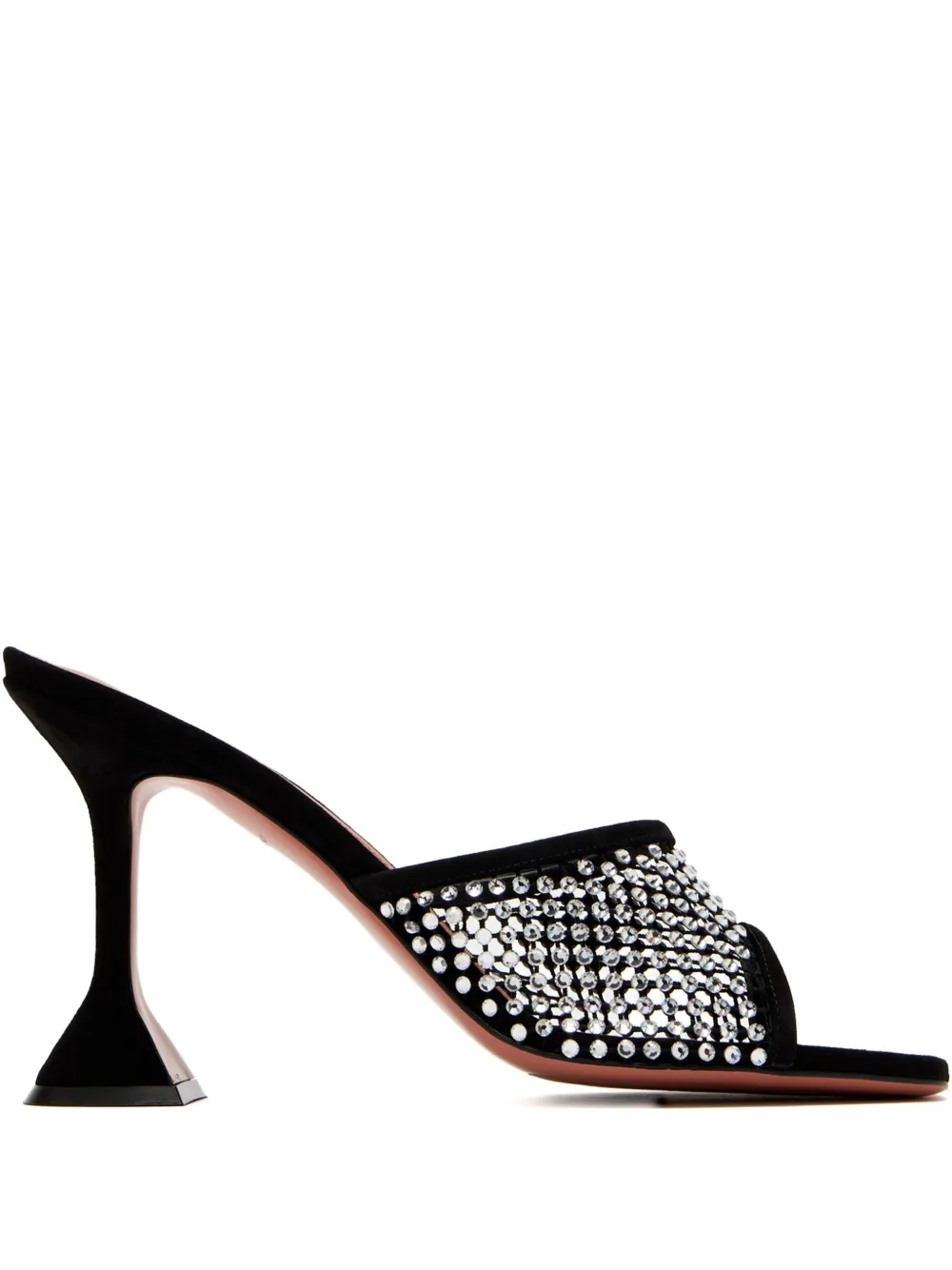 Amina Muaddi crystal-embellished mule heels Black