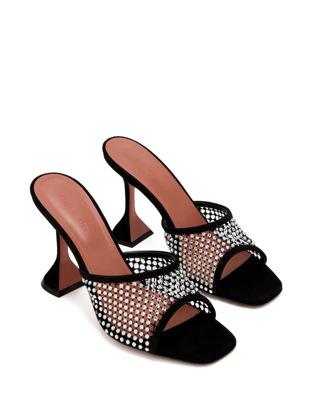 Amina Muaddi crystal-embellished mule heels Black