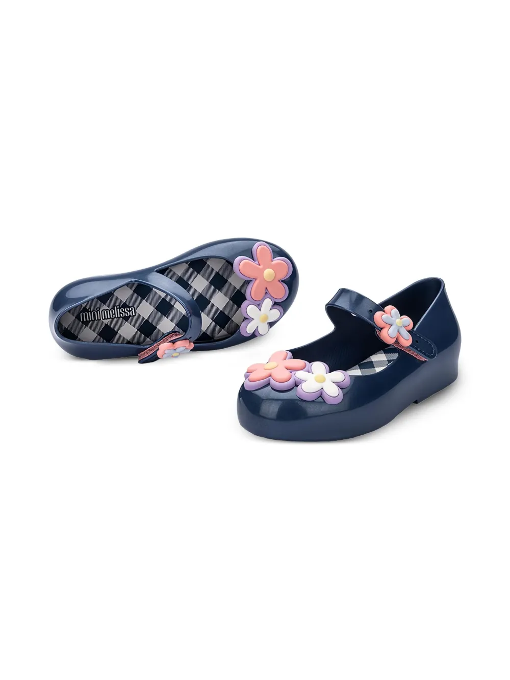 Mini Melissa flower-embellished ballerina shoes Blue