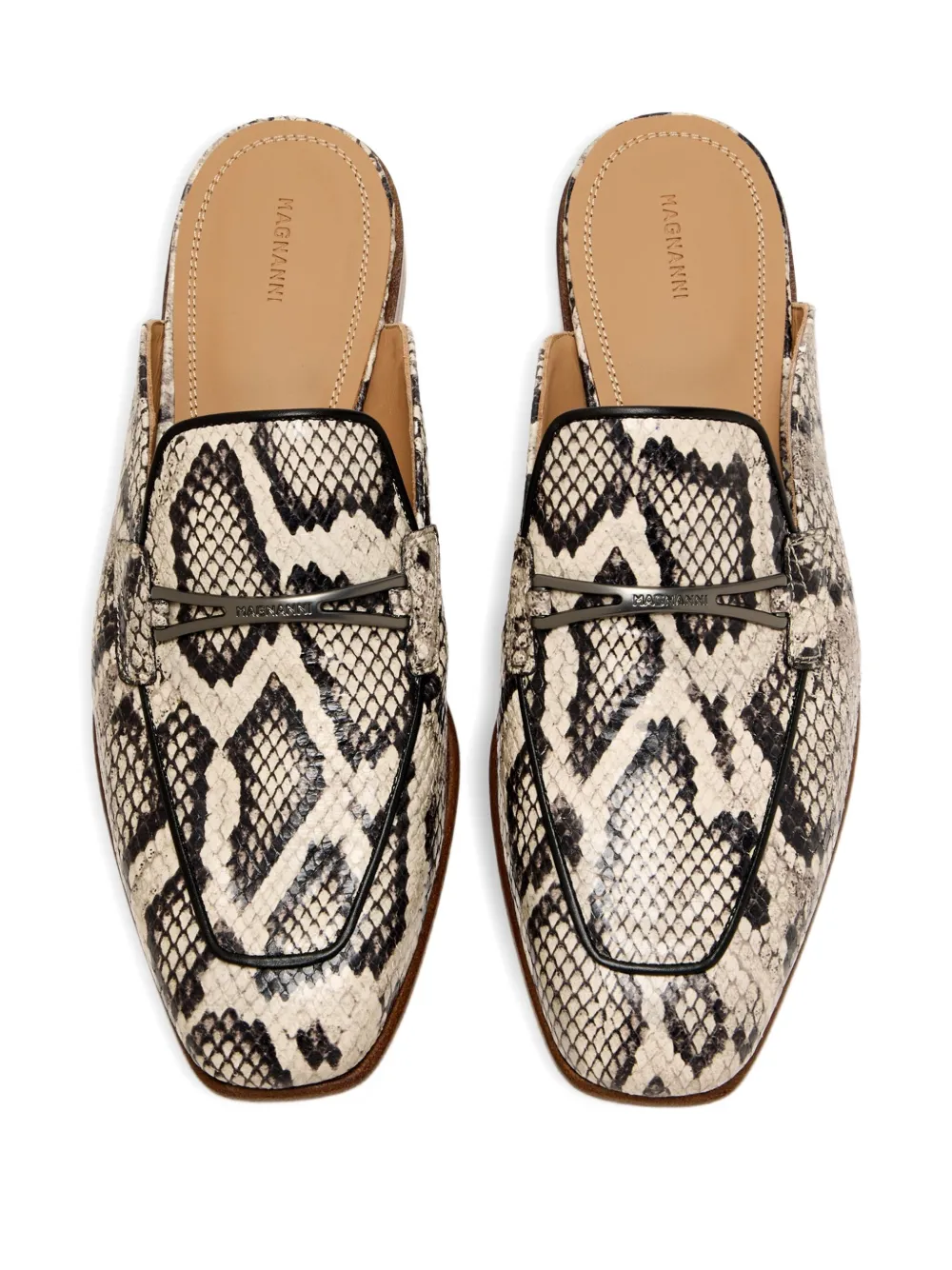 Magnanni snake-embossed slip-on mules Neutrals