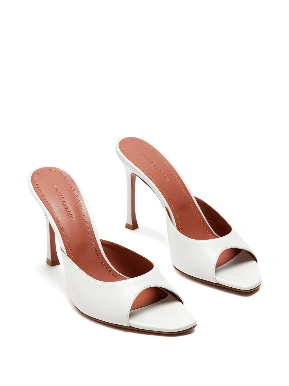 Amina Muaddi 95mm leather sandals White
